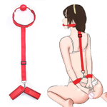 Красный кляп-шар с фиксацией рук за спиной (Цвет: красный)