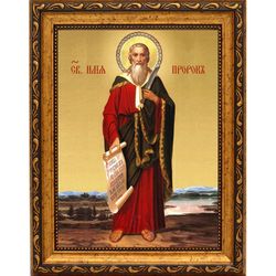 Илья Святой Пророк Божий в полный рост. Икона на холсте.