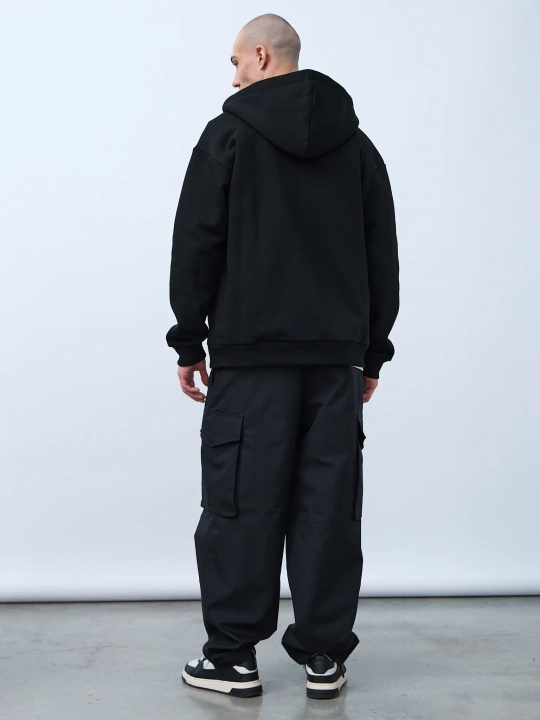 Худи оверсайз на молнии с начёсом (черный)