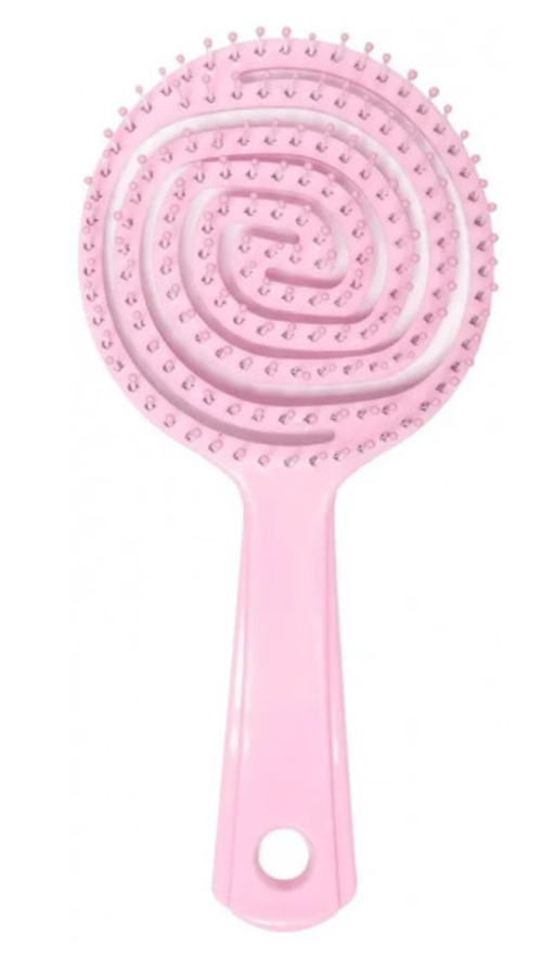 Solomeya Мини-расческа для распутывания волос в форме леденца Розовая