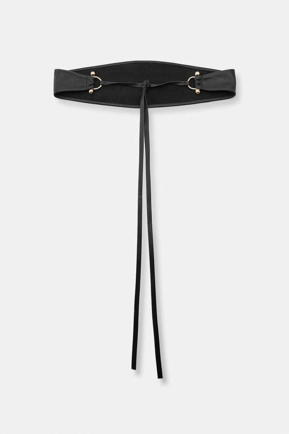 ZARA КОЖАНЫЙ РЕМЕНЬ-КОРСЕТ С МЕТАЛЛИЧЕСКОЙ ПРЯЖКОЙ, ЧЕРНЫЙ