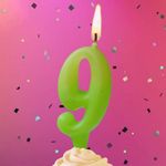 Свеча Цифра, 9 Люминесцентная, Флуор, 8 см, 1 шт.