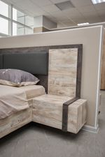 Коллекция Клео Кровать 1400 с НАСТИЛОМ Дуб Юкон/Ателье темное (Набор)