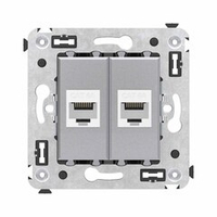 Компьютерная розетка RJ-45 без шторки в стену, кат.6А двойная, "Avanti", "Закаленная сталь"