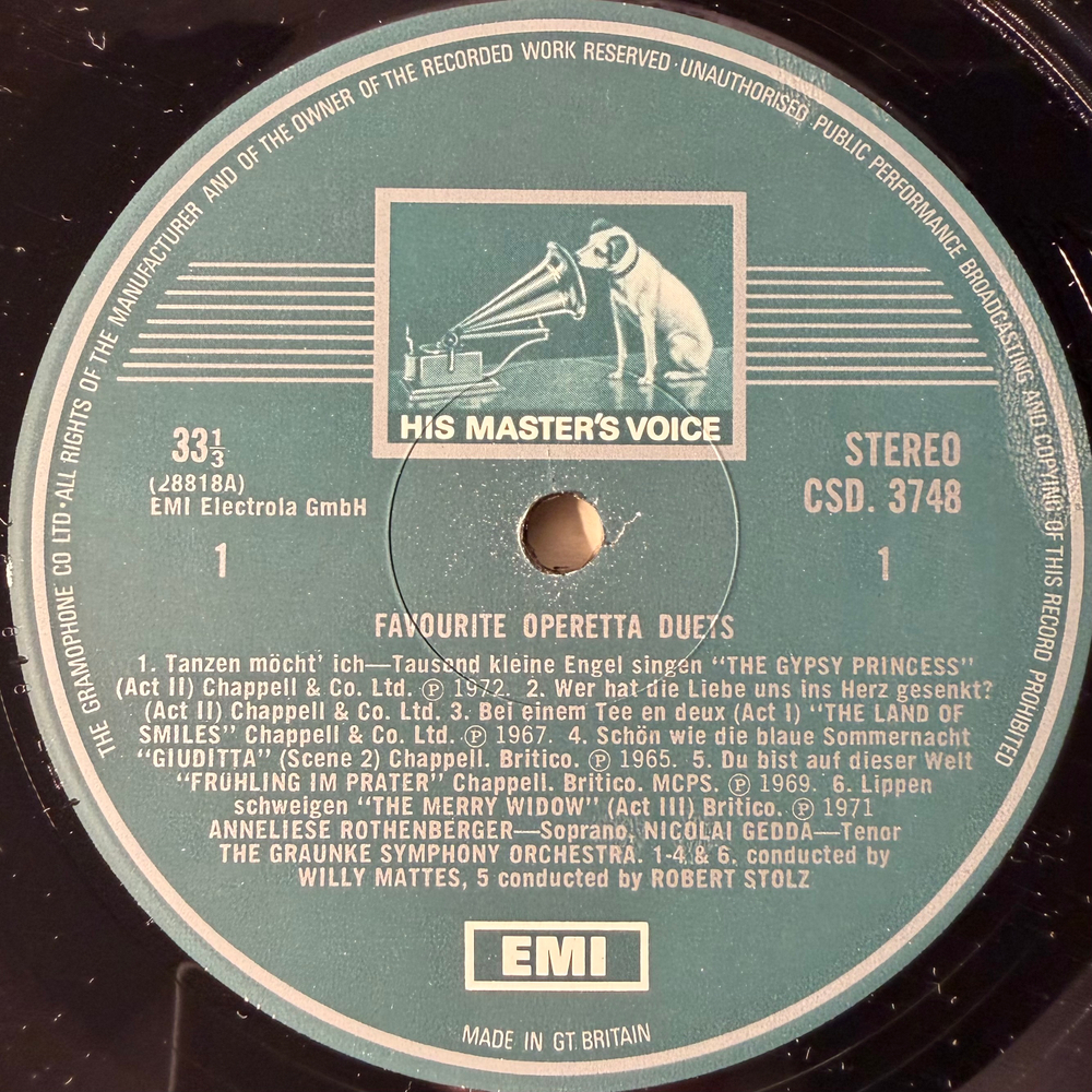 Nicolai Gedda, Anneliese Rothenberger ‎– Favourite Operetta Duets (Англия 1973г.)