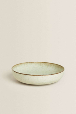 ZARA HOME ФАРФОРОВАЯ СУПОВАЯ ТАРЕЛКА С ОБОДКОМ ПОД СТАРИНУ, ЦВЕТ МОРСКОЙ ВОЛНЫ