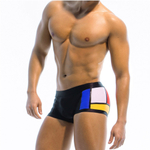 Черные плавки-боксеры с цветными вставками сбоку (Размер: L) (Цвет: черный)