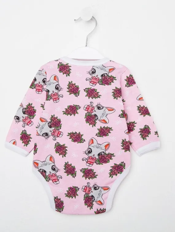 Боди детское, цвет розовый/кошечки, рост 62 см
