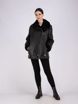 Дубленка женская натуральная авиатор зимняя оверсайз Турция