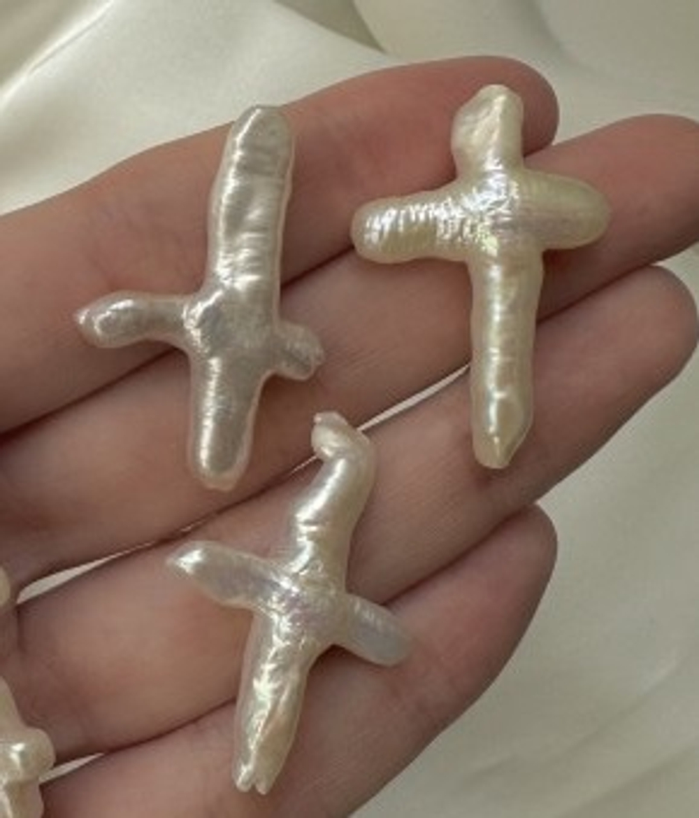 27353 Жемчуг натуральный «Крест», 35*19 мм, шт