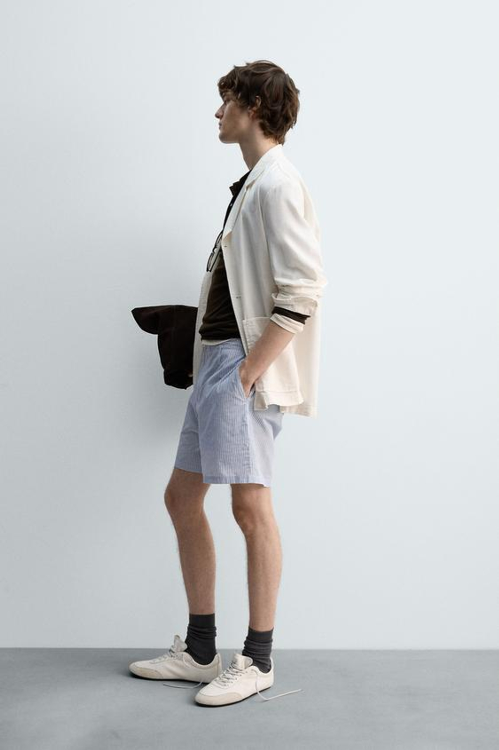 ZARA ШОРТЫ В ПОЛОСКУ — LIMITED EDITION, НЕБЕСНО-ГОЛУБОЙ