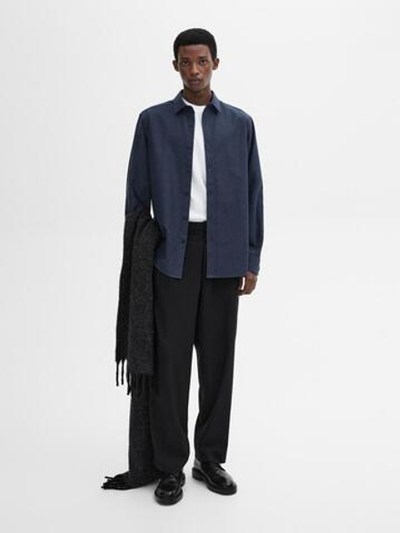 Massimo Dutti Рубашка из 100% хлопкового твила, темно-серый