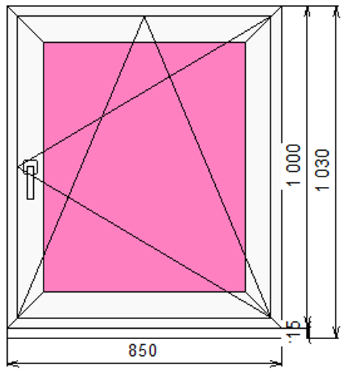 Пластиковое окно 1000 х 850 ТермА Эко с поворотно-откидной створкой
