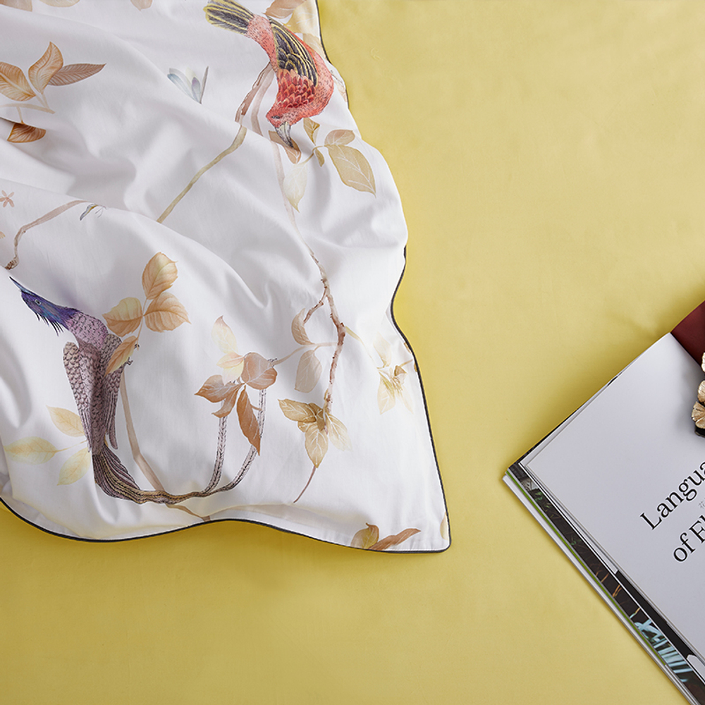 Комплект постельного белья Семейный (2 пододеяльника) Египедский Хлопок Птички