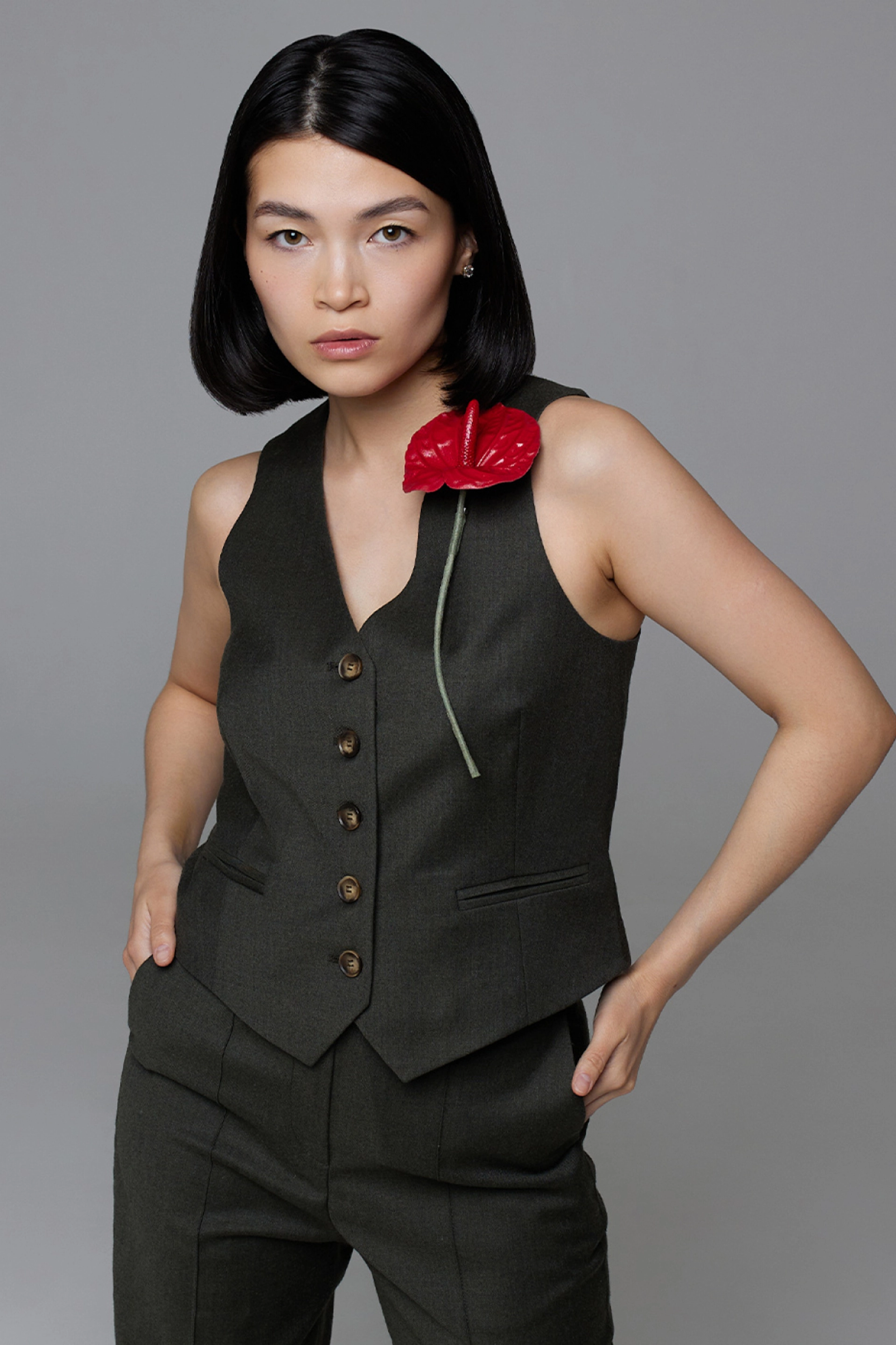 Брошь Антуриум, красный