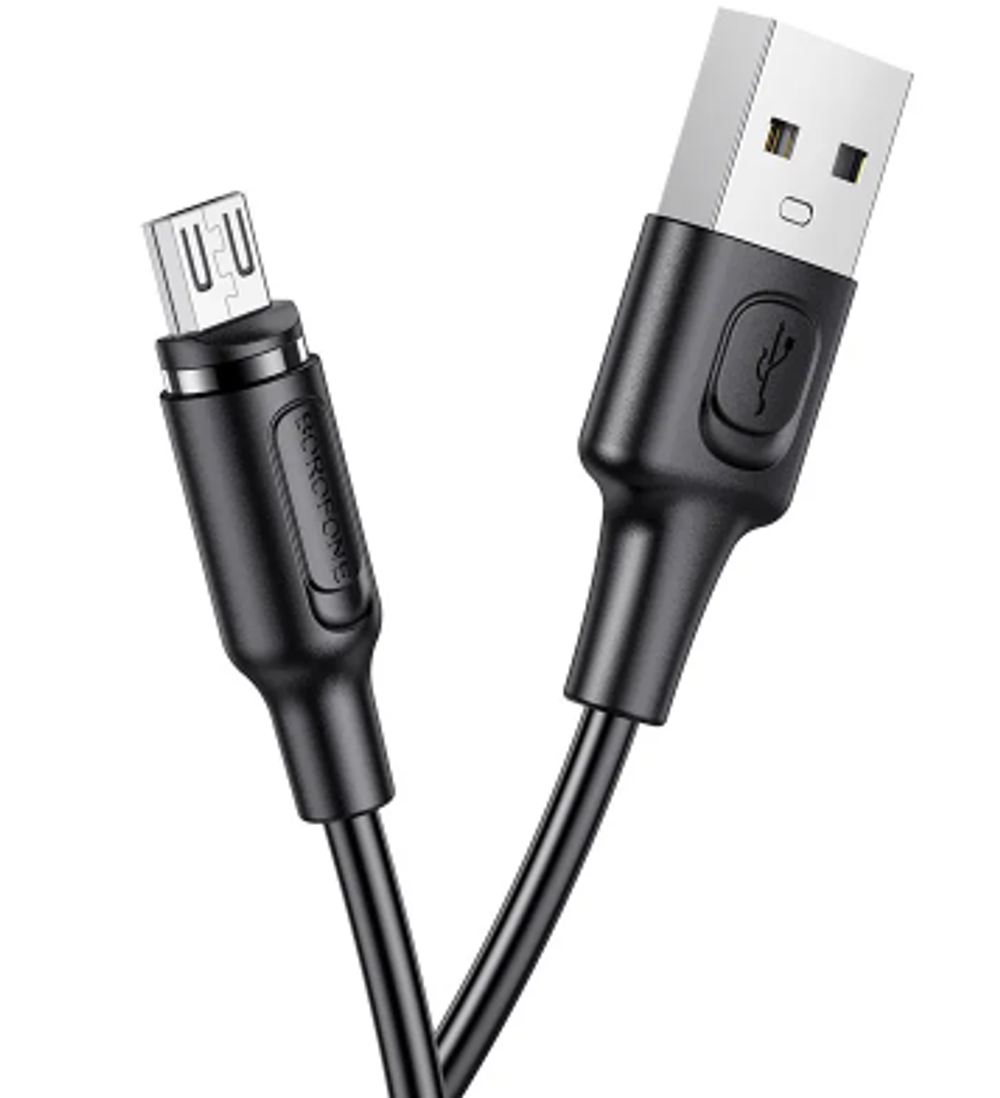 Кабель Borofone BX41 Strong Magnetic 2.4A (USB) на (Micro-USB) 100см силиконовый (черный)