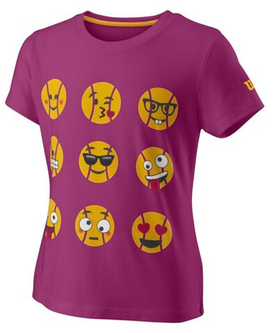 Футболка для девочки теннисная Wilson Emoti-Fun Tech Tee G - rouge
