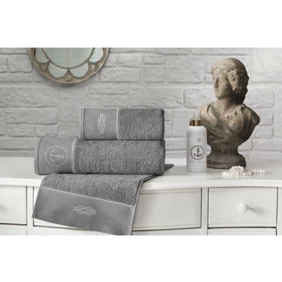 Набор полотенец Anchor с тапочками (белый, 3 предмета + тапочки) TIVOLYO HOME