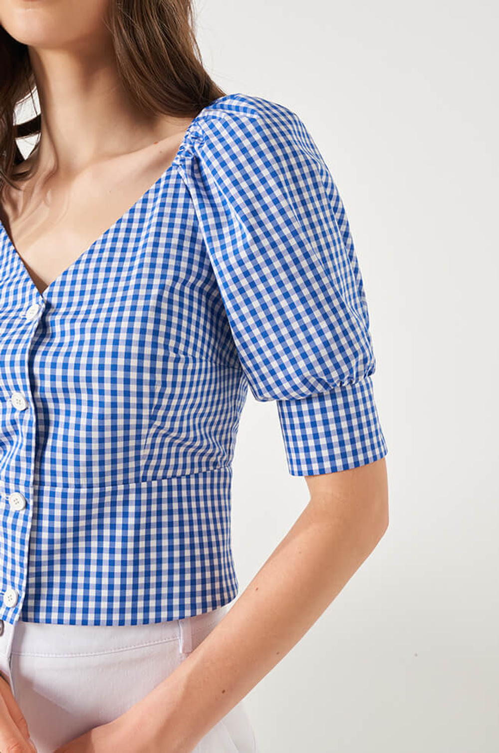 22840 Блузка женская (синий клетка)