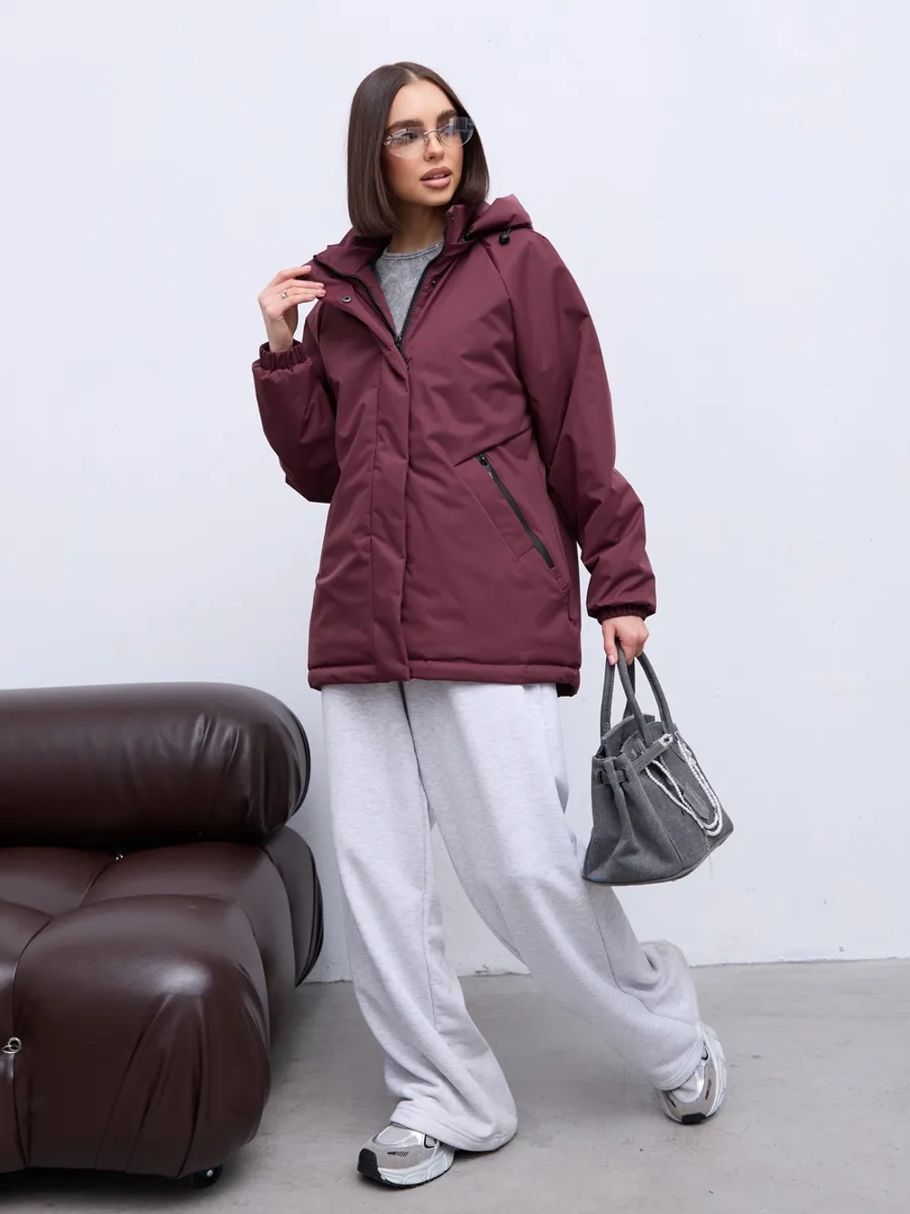 Куртка весенняя удлиненная с капюшоном