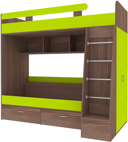 Двухъярусная кровать КарИВи Юниор 6 Бодего Темный Лайм
