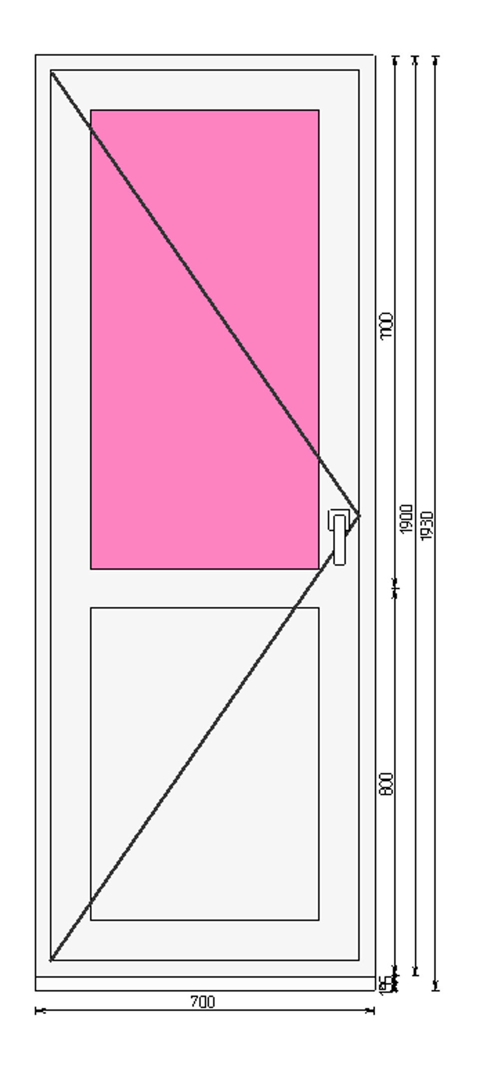 Дверь из ПВХ 1900 х 700