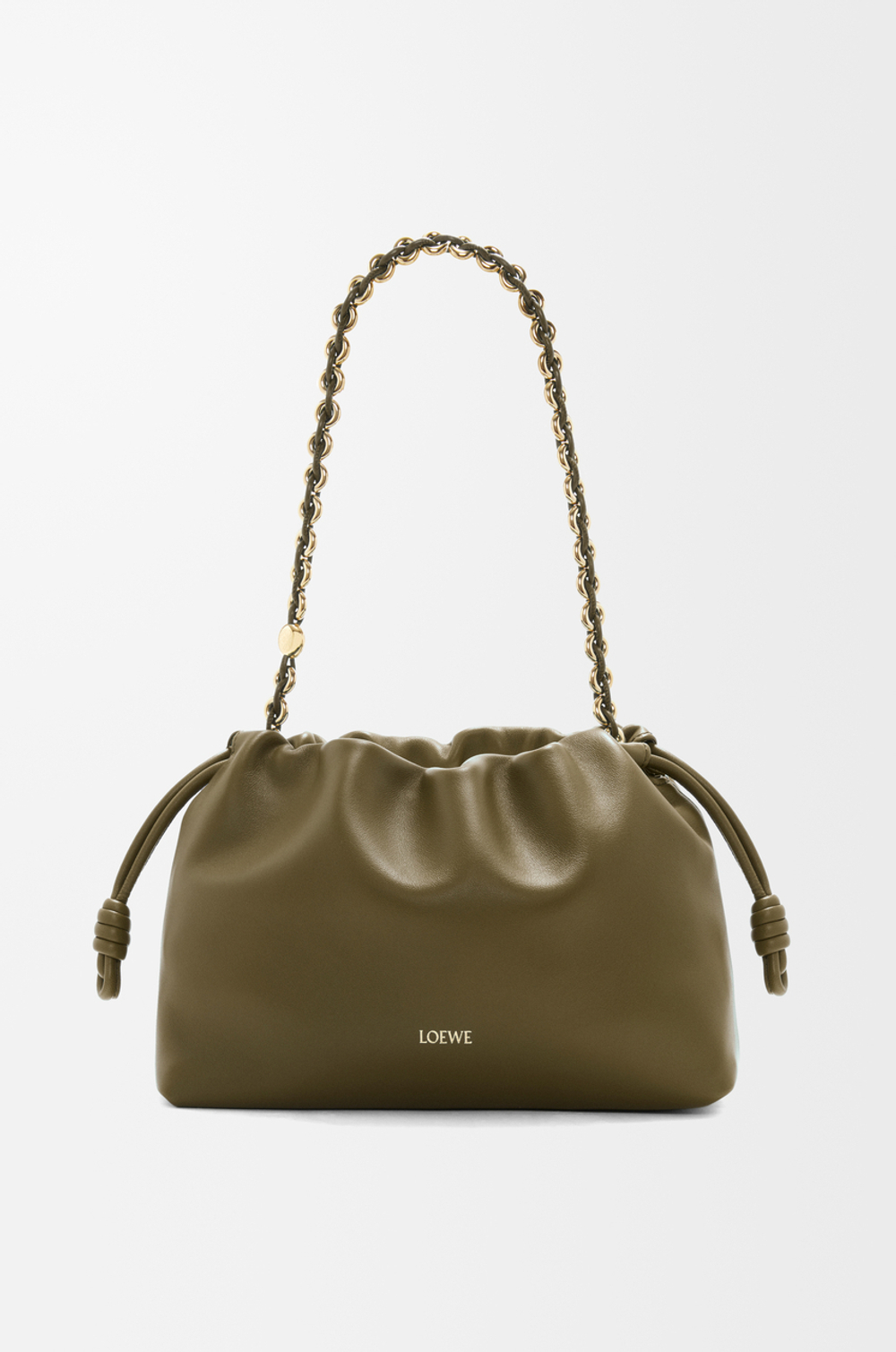 Loewe Сумка Flamenco среднего размера из мягкой кожи ягненка наппа, темный хаки