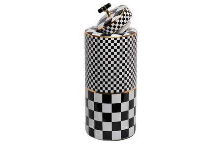 Ваза с крышкой "Chess" черно-белая 37см