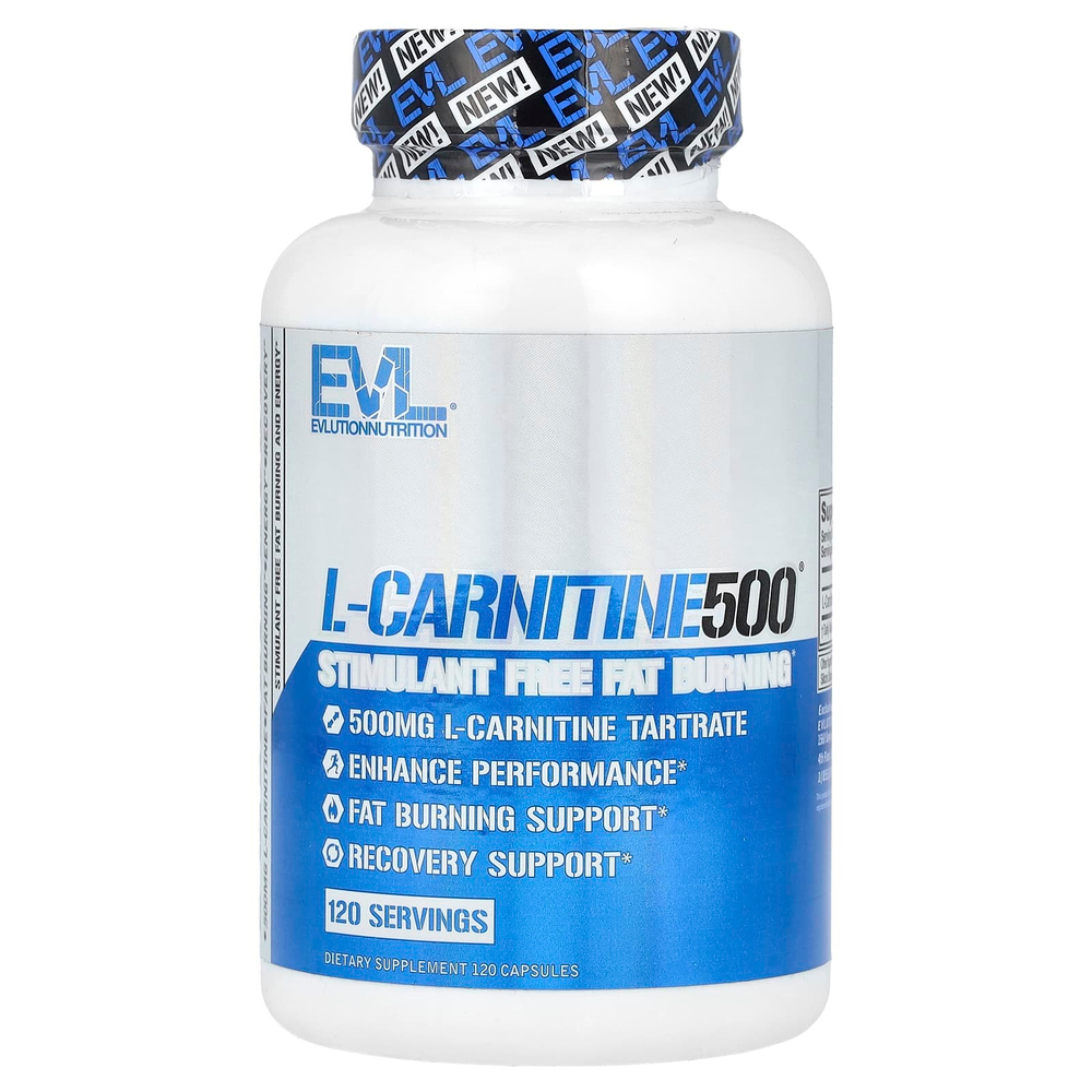 EVLution Nutrition, L-Carnitine500®, L-карнитин, 500 мг, 120 капсул