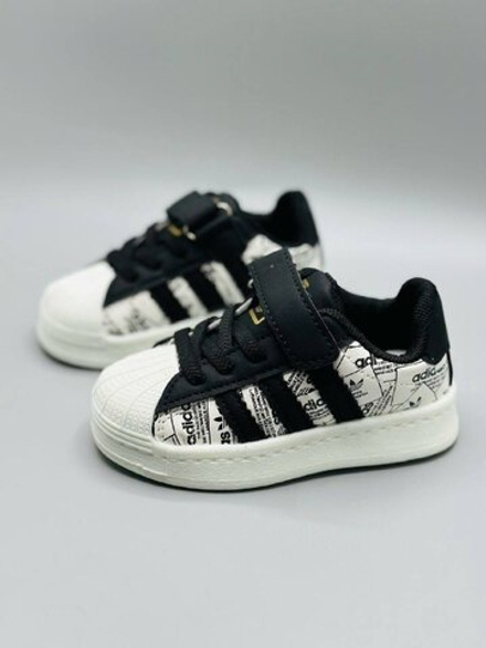 Детские кожаные кроссовки на липучке Adidas Super Star