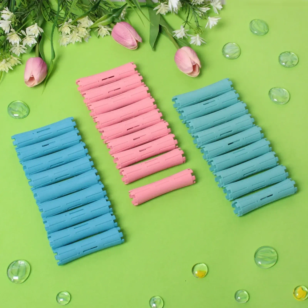 Бигуди пластмассовые-коклюшки 9шт «Styling», микс 6 цветов, d=2,2см (прозрачный пакет с подвесом), без резинки