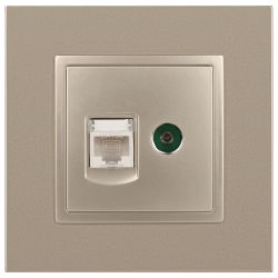 Розетка ЭРА Elegance 14-3110-04 RJ45+TV IP20 шампань | Elegance Шампань