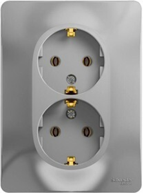 Розетка 2-м с заземл. СП алюминий GSL000324