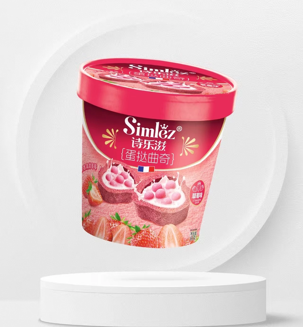 Мини тарты SIMLEZ с белым шоколадом и хрустящими шариками, со вкусом клубники