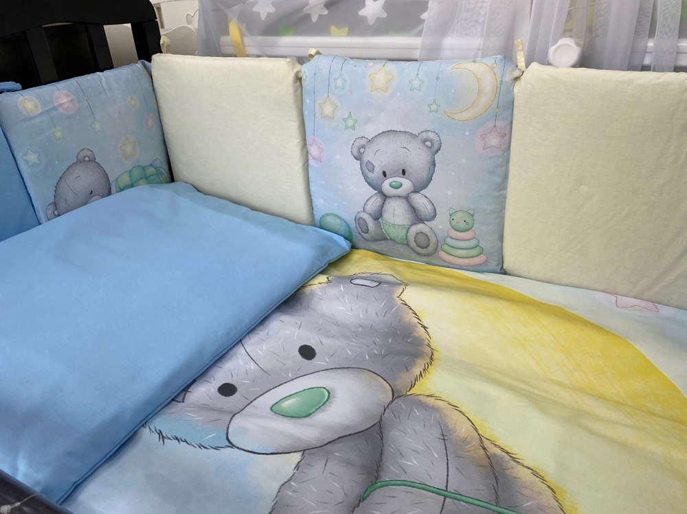 Комплект постельного белья 17-ти предметный "Мир детства" (подушечки), МИШКИ С ИГРУШКАМИ, поплин