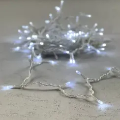Светодиодная нить 100 белых LED ламп с мерцанием, 10 м., 24В., прозрачный провод ПВХ, LTC (PST100BLW-10-1W)