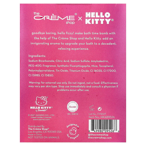 The Creme Shop, Hello Kitty®, ароматерапевтическая бомба для ванны, со вкусом клубники, 1 шт.