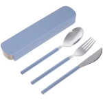 Набор столовых приборов «ЭкоЛайф» 3шт (ложка, вилка, нож) в футляре, голубой