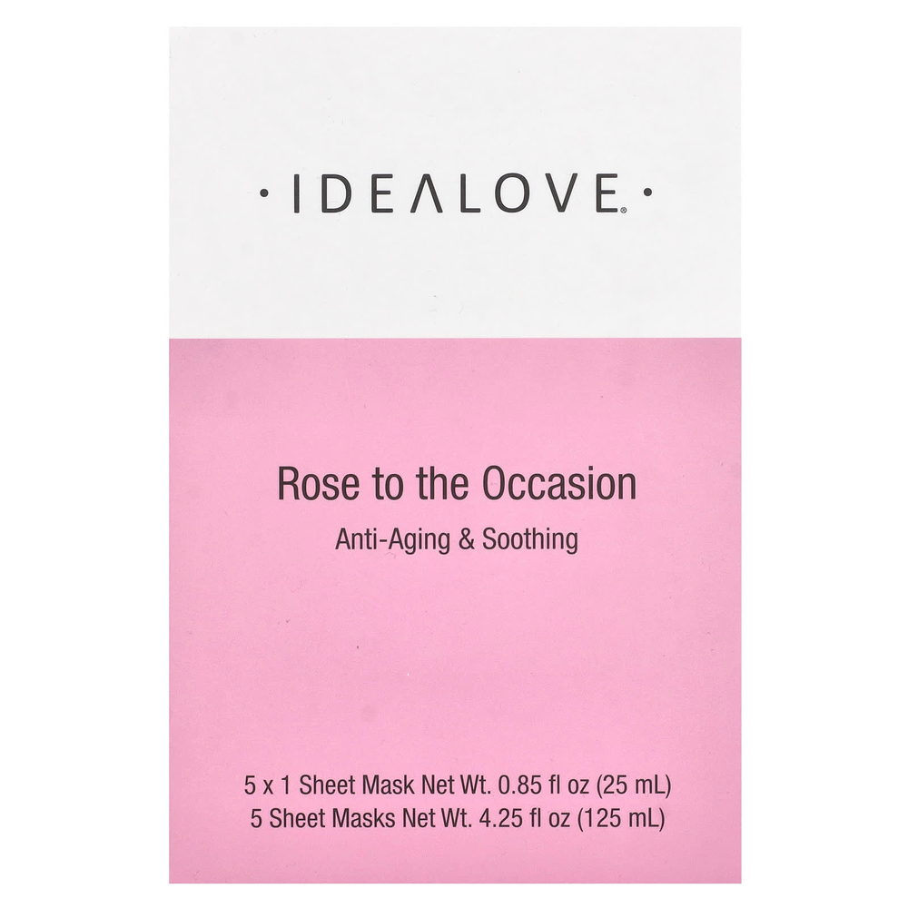 Idealove, Rose to the Occasion, 5 тканевых косметических масок, 25 мл (0,85 жидк. унции) каждая