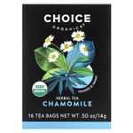 Choice Organics, травяной чай, ромашка, без кофеина, 16 чайных пакетиков, 14 г (0,50 унции)