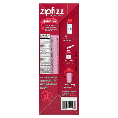 Zipfizz, Смесь для энергетических напитков, черная вишня, 20 тюбиков по 11 г (0,39 унции)