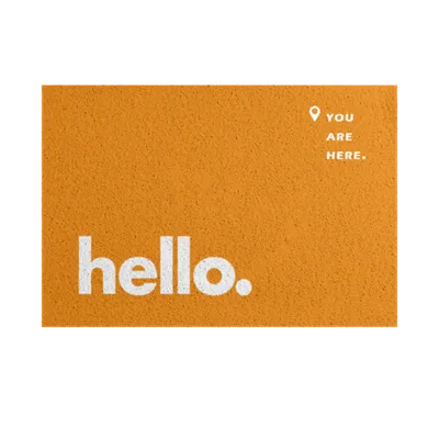 Коврик Hello придверный, оранжевый