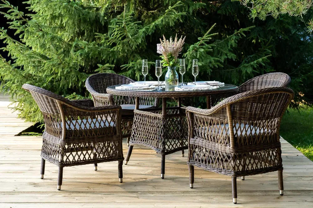 "Дольче" обеденная группа из искусственного ротанга, цвет коричневый