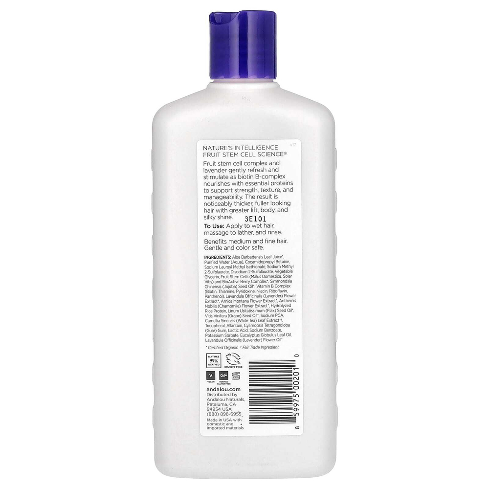Andalou Naturals, шампунь, для придания объема, укрепления и блеска, лаванда и биотин, 340 мл (11,5 жидк. унций)