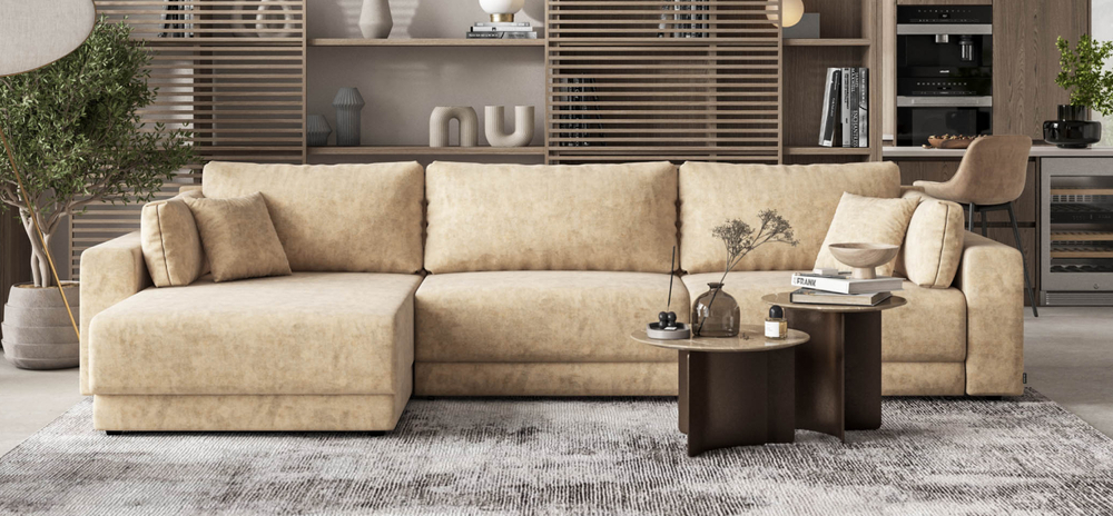 Угловой диван Босс Прайм Макс Велюр Роял шампань