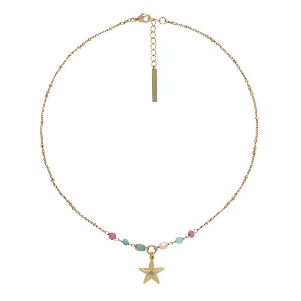 Колье Franck Herval, Summer, с ракушкой, нефритом, жемчугом, бирюзой и кристаллом, FH26.1-15-64620 (