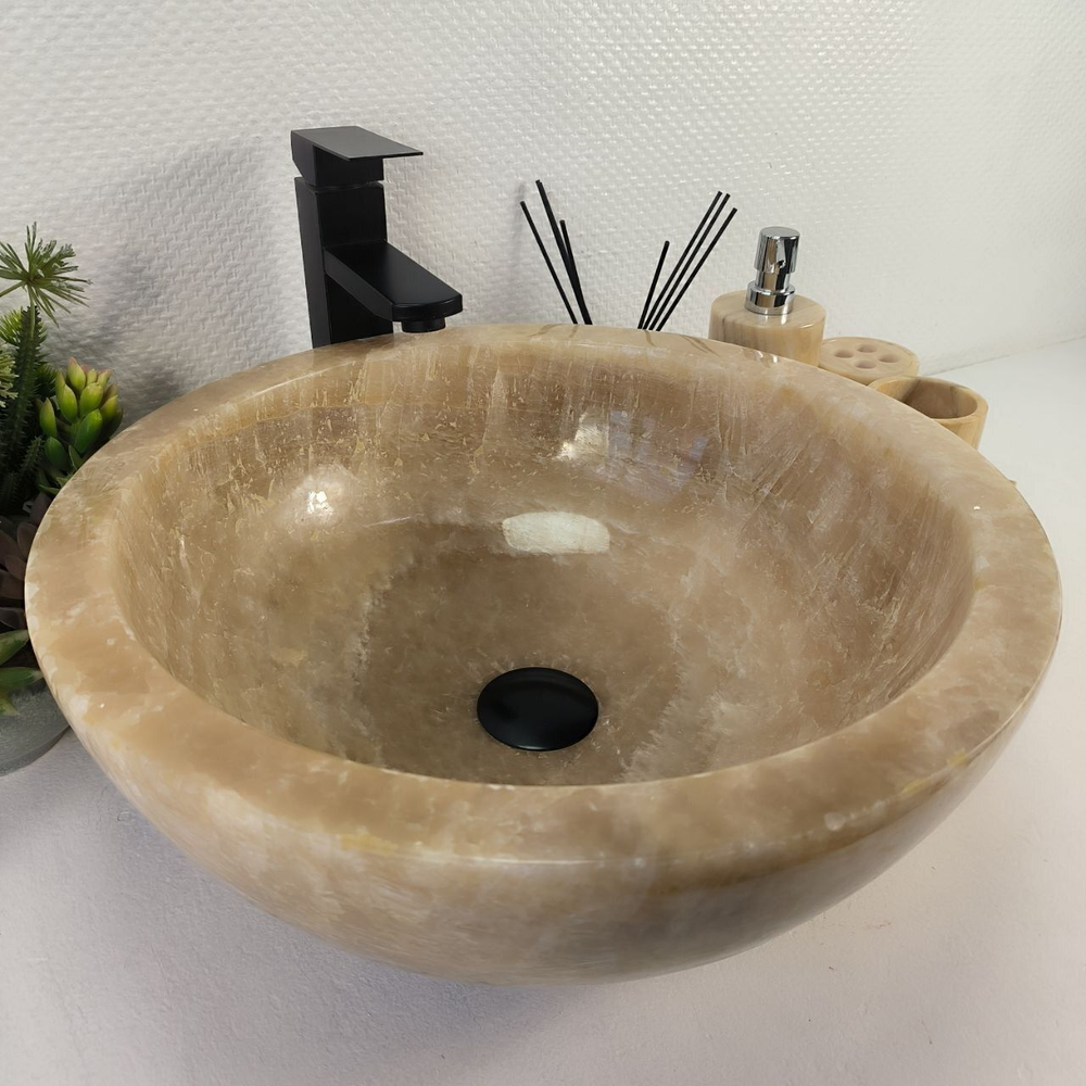 Каменная раковина из оникса Bowl Yellow BO-04727 (45*45*17) 0200 из натурального камня