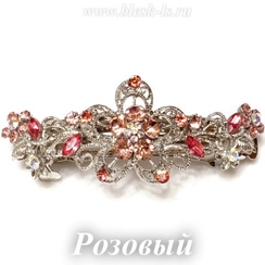 Заколка с замком на серебристой основе "Цветок", Розовый
