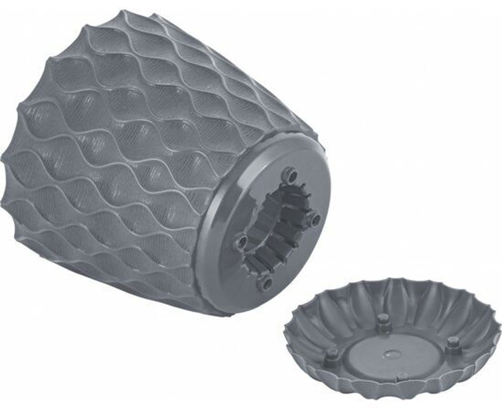 Горшок для цветов кашпо пластиковое Wave с дренажной сеткой и съемным поддоном 14,5см/1,4л, вулканический серый