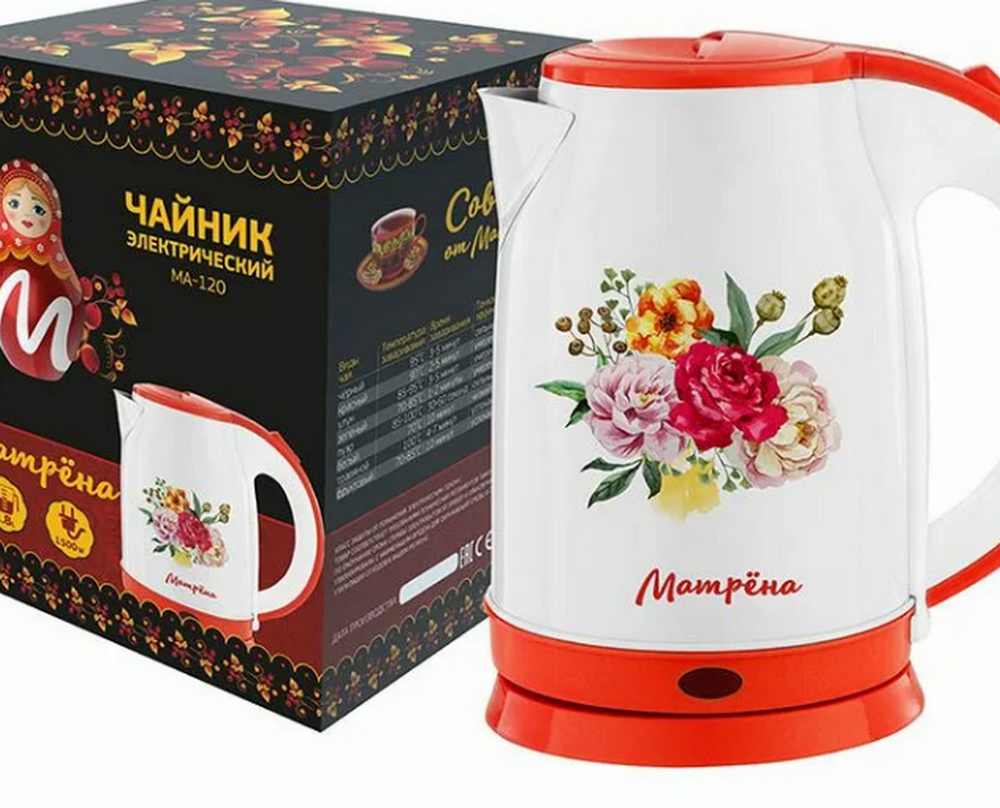Чайник Матрёна МА-120 "Цветы" нержавейка
